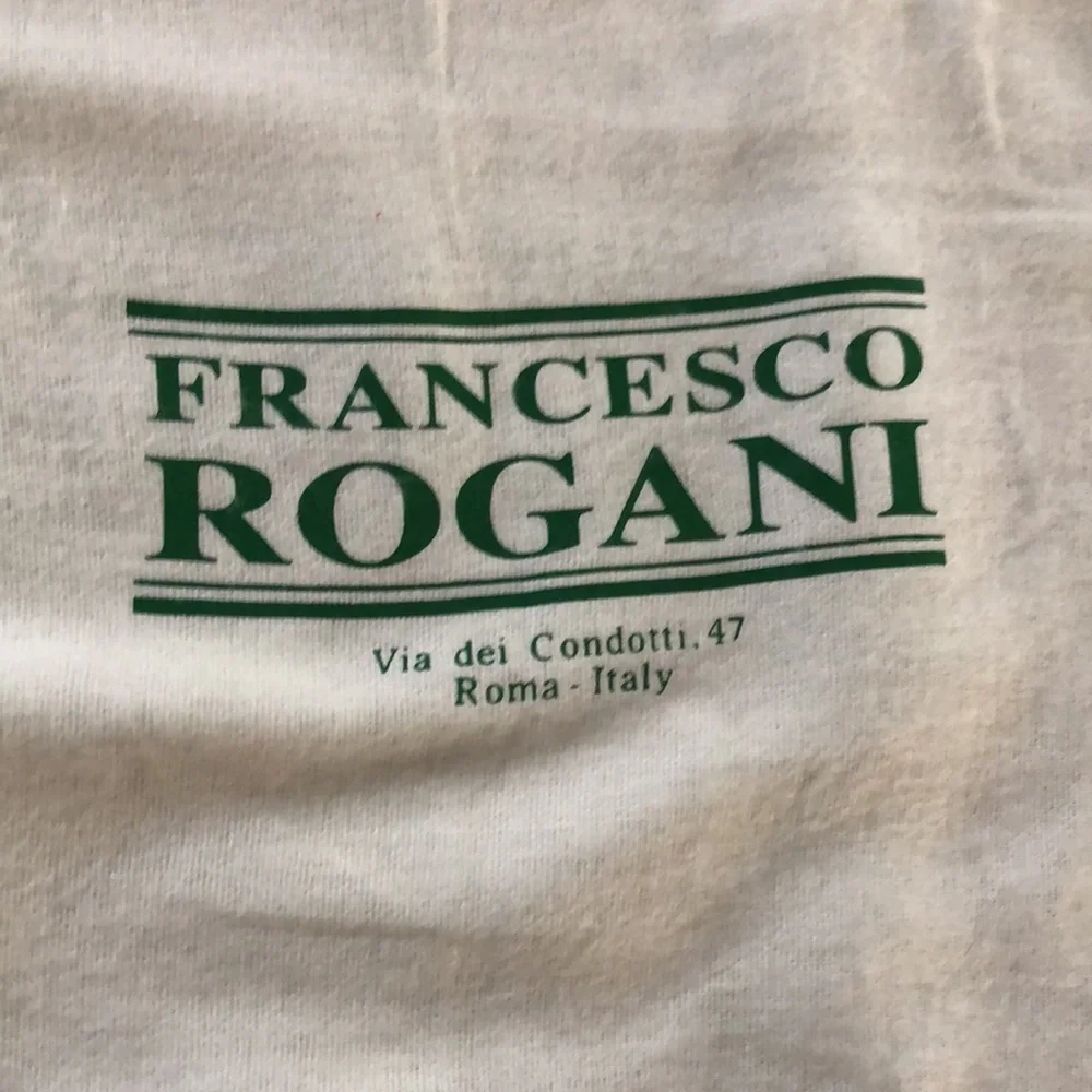 Vintage FRANCESCO ROGANI cream green drawstring purse tote dust bag trav…